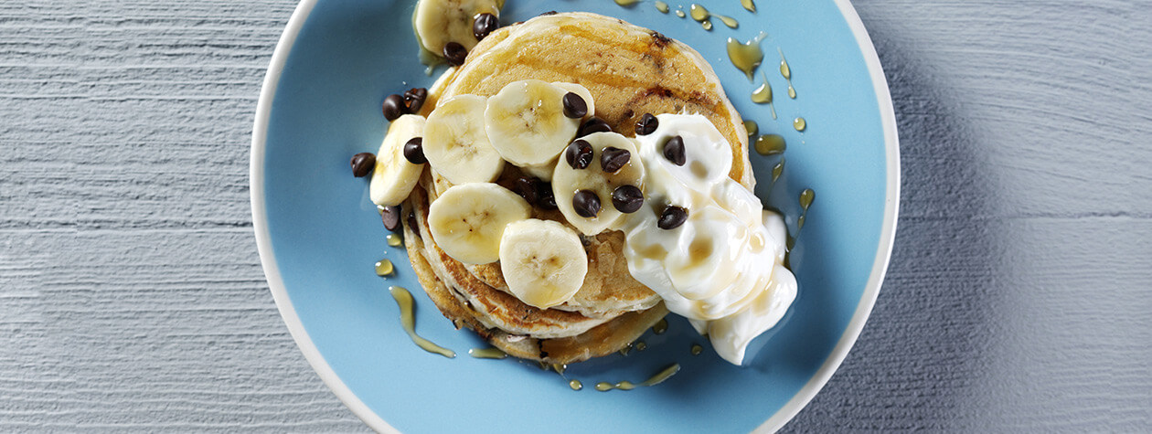 Banana, Yoghurt and Chocolate Chip Pancakes