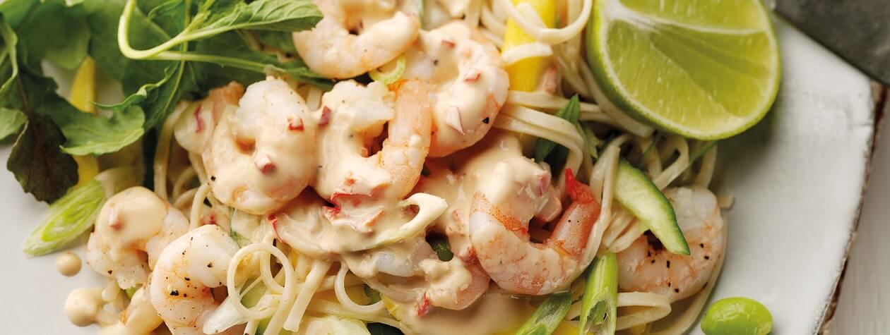 Prawn Noodle Salad with Spicy Peanut Dressing