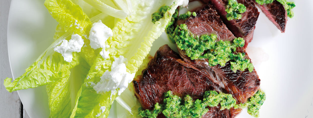 Steak with Salsa Verde & Labneh