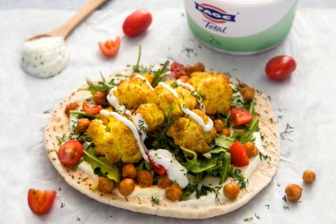 Roasted Cauliflower and Chickpea Pita