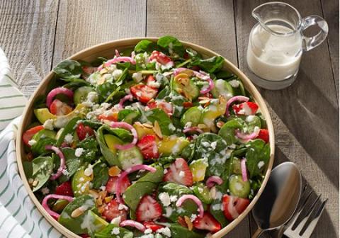 Strawberry Spinach Salad with Yogurt Balsamic Dressing